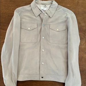 Beautiful NWOT Lt. Gray Reiss Jagger Suede Trucker Jacket Sz XL $660 Nordstroms